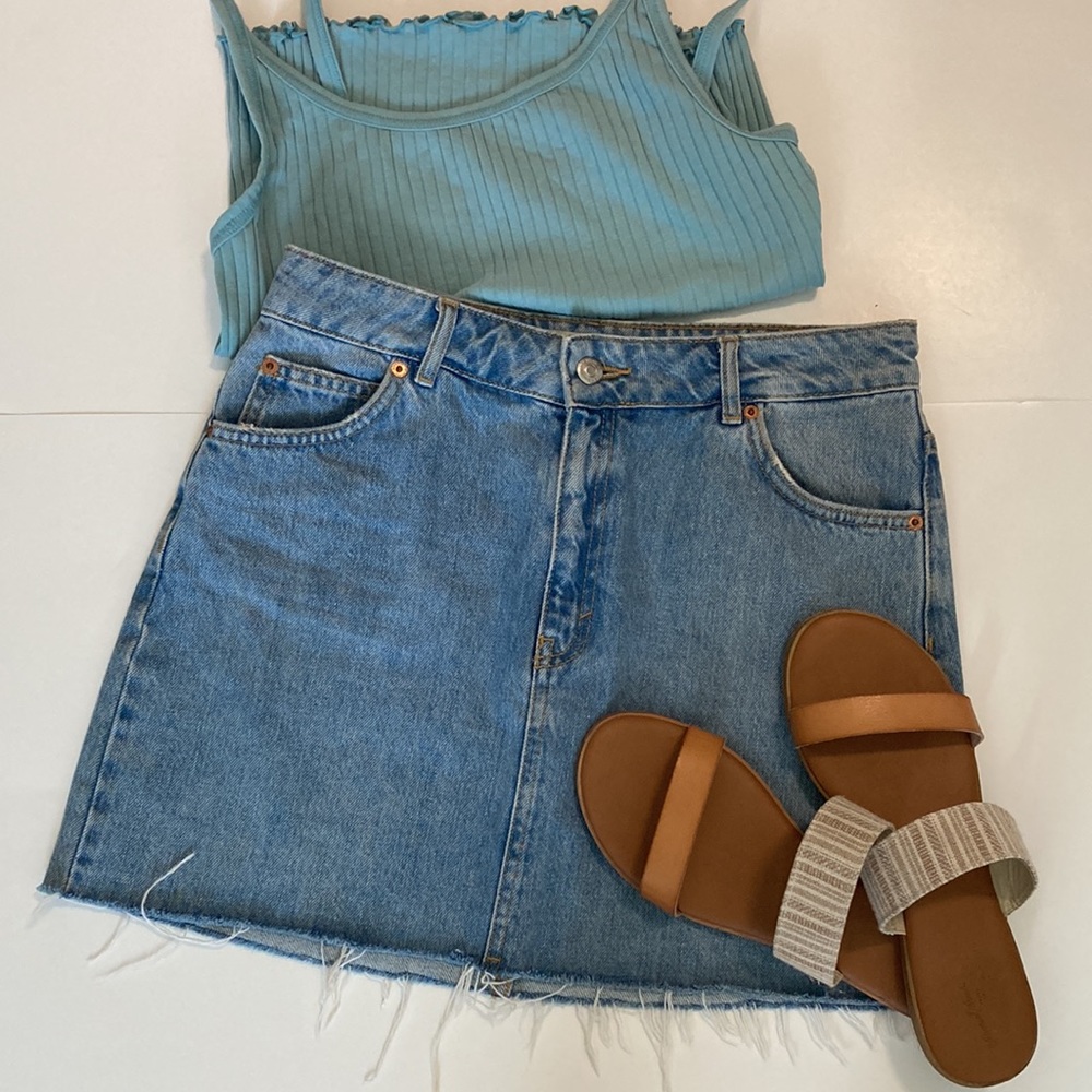 Topshop moto denim mini skirt